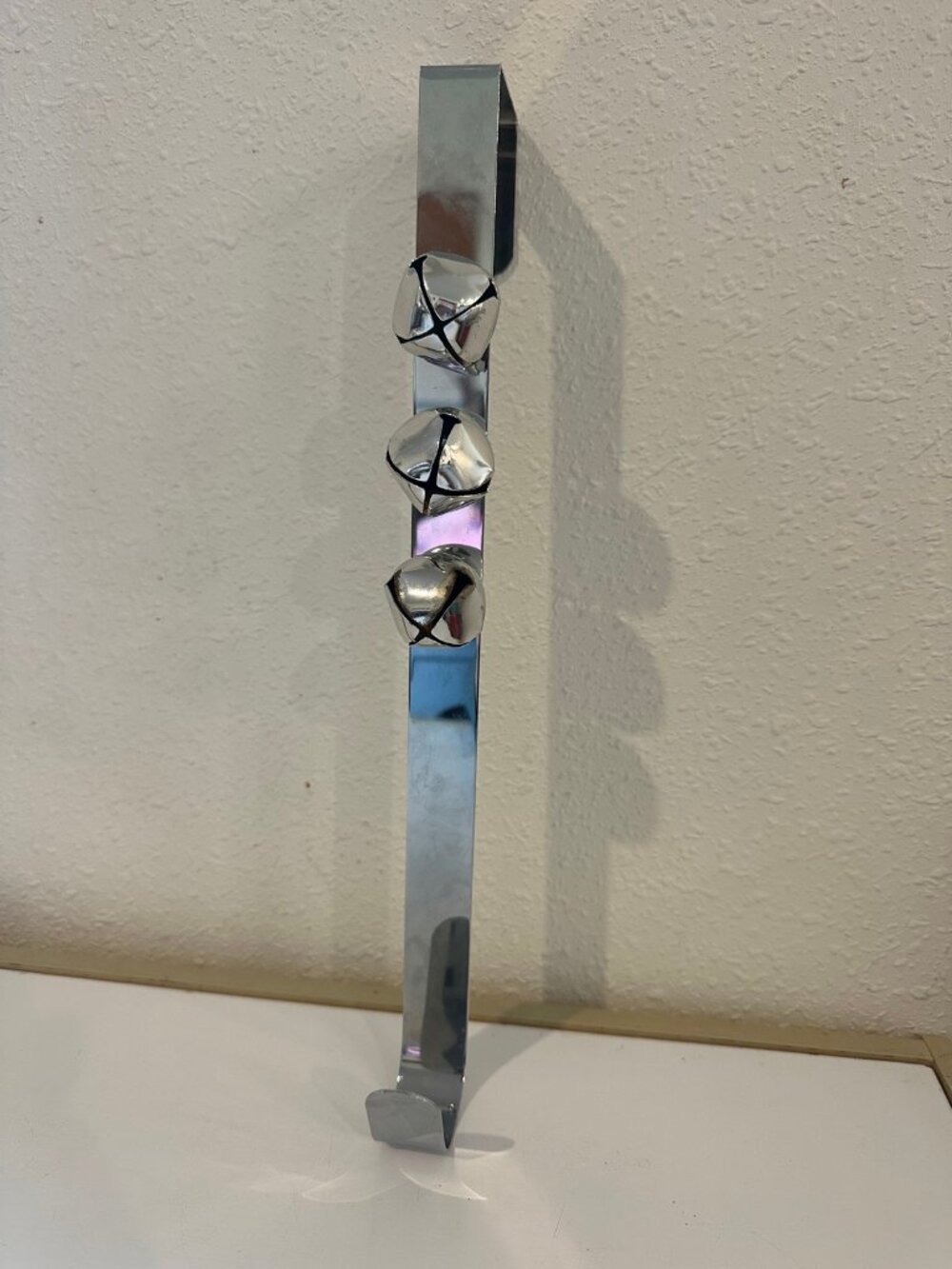 Silver Over the Door Wreath Hanger with 3 Jingle Bells
